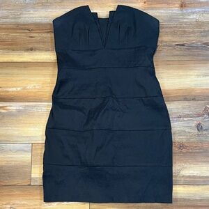 Charlotte Russe Black Strapless Back Zip Bandage Body Con Vintage Dress Size 8